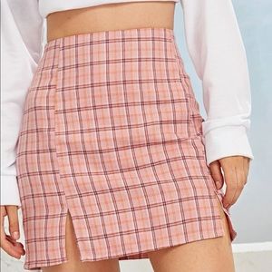 Pink Plaid Skirt
